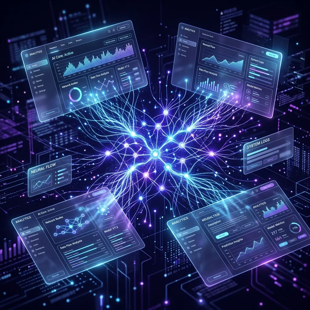 AI neural network and interface elements built by mlmade.net